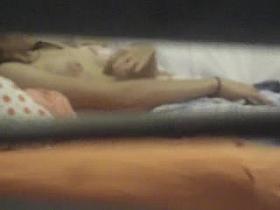 Hidden cam - Trough window-Teen masturbates on bed