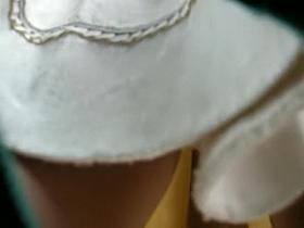 Young up white skirt view caught in the street
