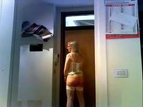 Milf in white lingerie takes a delivery