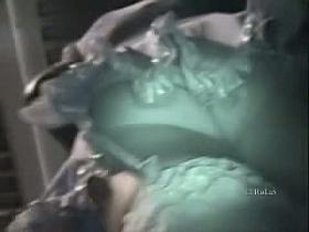 Hot model in a cute white dress gets the up skirt treatment