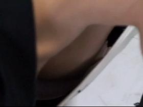 Down blouse candid clip of a sweet asian babe flashing her tits