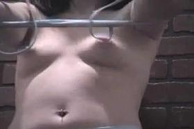 Brunette in Brick Dressing Room Voyeur Video