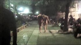 I enjoyed walking around the town with my friend completely naked