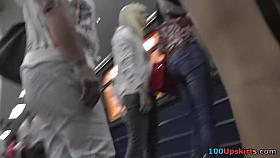 Short mini suit up petticoat on the stairs