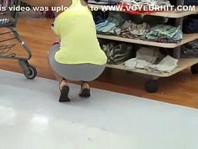 Ebony woman in tight grey shorts