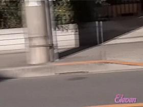 Asian teen gets surprised by a fast street sharker.