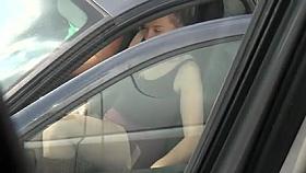 Cute girl Blonde Car Upskirt