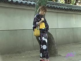 Cheery oriental bitch getting fooled by some sharking bloke in the public