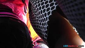 High heeled gal upskirt on transport