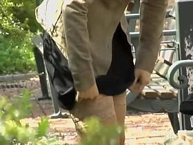 Wild skirt sharking video in a public park in Japan