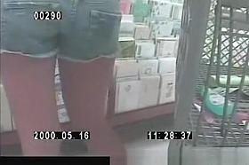 Asses in shorts at supermarket