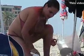 Whale's cleavage caught on a beach