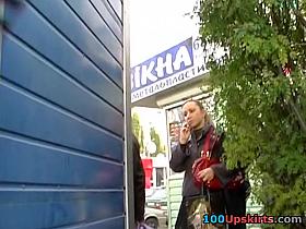 Ruffle petticoat up on the street