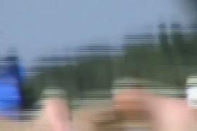 Amazing redhead teen hidden beach voyeur vid