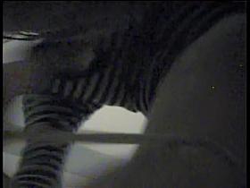 Doll in striped top erotic panty bottom in change room