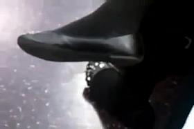 Candid Shoeplay Heelpopping Feet in Tights on Train