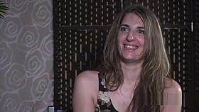 Brunette slave pussy vibed in public