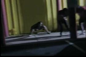 The security cam video with girl pissing on parking place