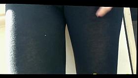 girl in leggings smoking