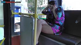 Posh upskirt cutie in a bus