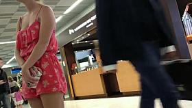 Hot & Candid French Girl In Pink At The Airport