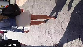 White girl in see thru white skirt