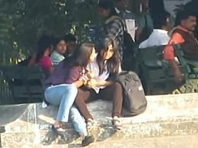 Indian Lesbian Babes Smooch Publicly