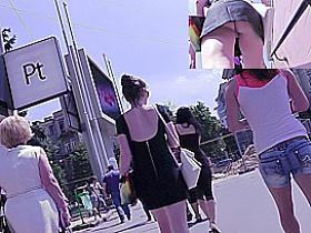 Sweetheart little dark suit upskirt vid