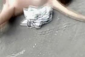 Drunk pregnant girl showing her body