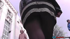 Lady's fat butt is presented in the hot upskirts