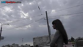 Best upskirt video of a brunette with a tiny g-string