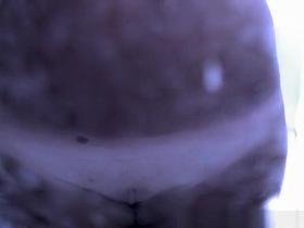 Busty chick caught in beach cabin