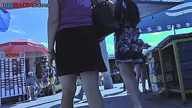 Hottie with a girlfriend got in the upskirt free scene