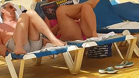 On the beach of the Dead Sea .