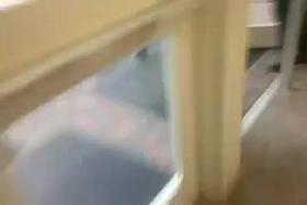 Students humping on a bench in public