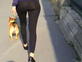 Blonde ass see thru leggin