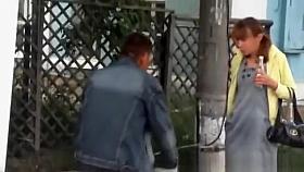 Totally drunk woman wants sex after his drunken friend.