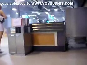 Hot babe in very short tight dress exposed