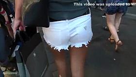 Girl in white shorts.