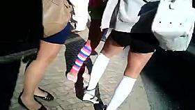 Girl in soccer shorts