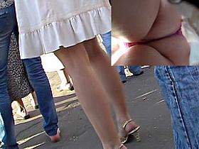 Virginal looking angel with erotic upskirt