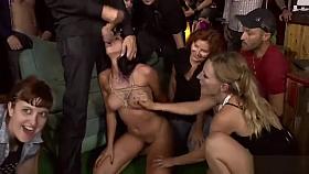 Tied up babe whipped and fucked in public