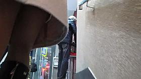 Stockings upskirt upstair