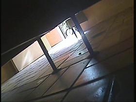 Absolutely naked girl was caught pissing on toilet