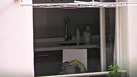 Seductive neighbor and her morning routine