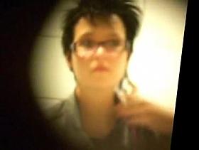 Hot milfs pissing in the office toilet