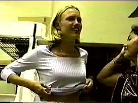 Blonde cutie showing her tits