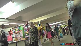 Dark-haired lady was caught in upskirt free clip