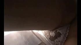 Upskirt Sheer Lace Thong On Tram