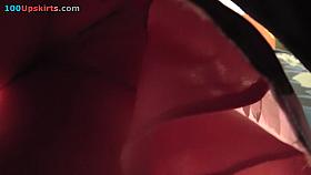 Upskirt panty peek of the dilettante bimbo